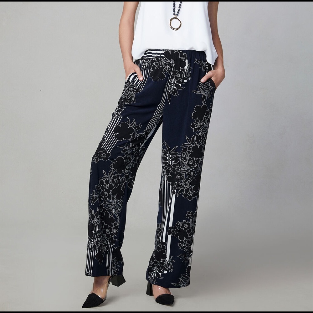 Melanie Lyne Mixed Print Wide Leg Pants Size 16